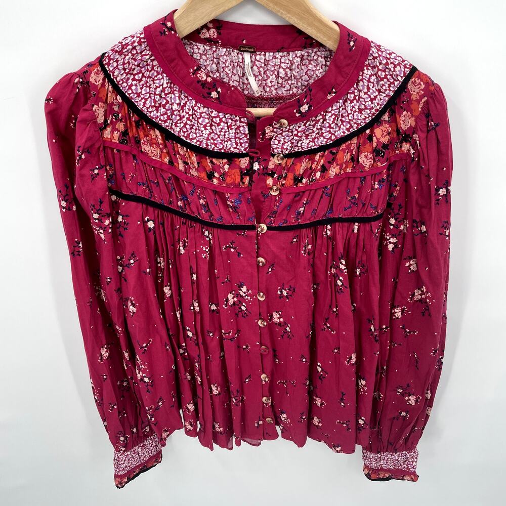 FREE PEOPLE NWT Paloma Multi Print Blouse // XS - Picture 8 of 14